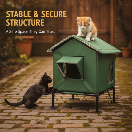 All-Weather Elevated Outdoor Cat House – Waterproof, Insulated & Foldable for Cozy Comfort