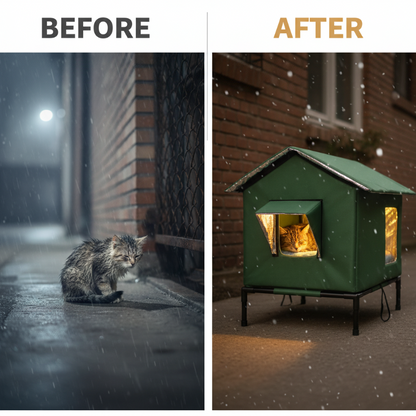 All-Weather Elevated Outdoor Cat House – Waterproof, Insulated & Foldable for Cozy Comfort