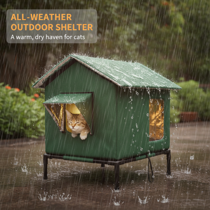 All-Weather Elevated Outdoor Cat House – Waterproof, Insulated & Foldable for Cozy Comfort