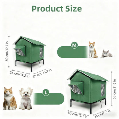All-Weather Elevated Outdoor Cat House – Waterproof, Insulated & Foldable for Cozy Comfort